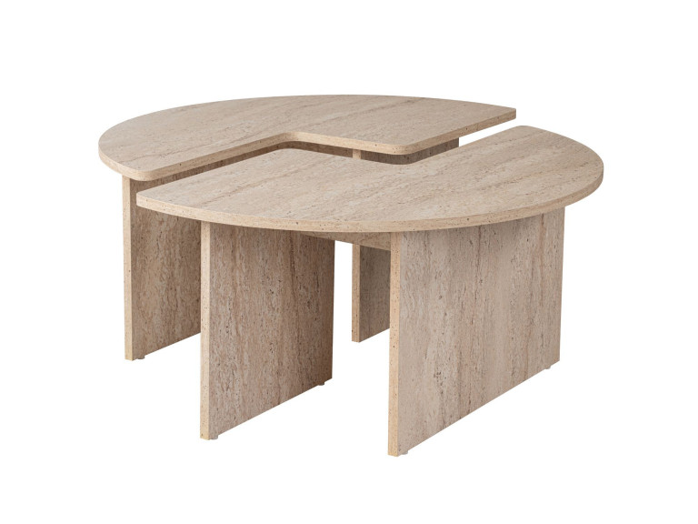 Mesa baja de madera "Moira" - 90 x 90 x 41 cm - Travertino