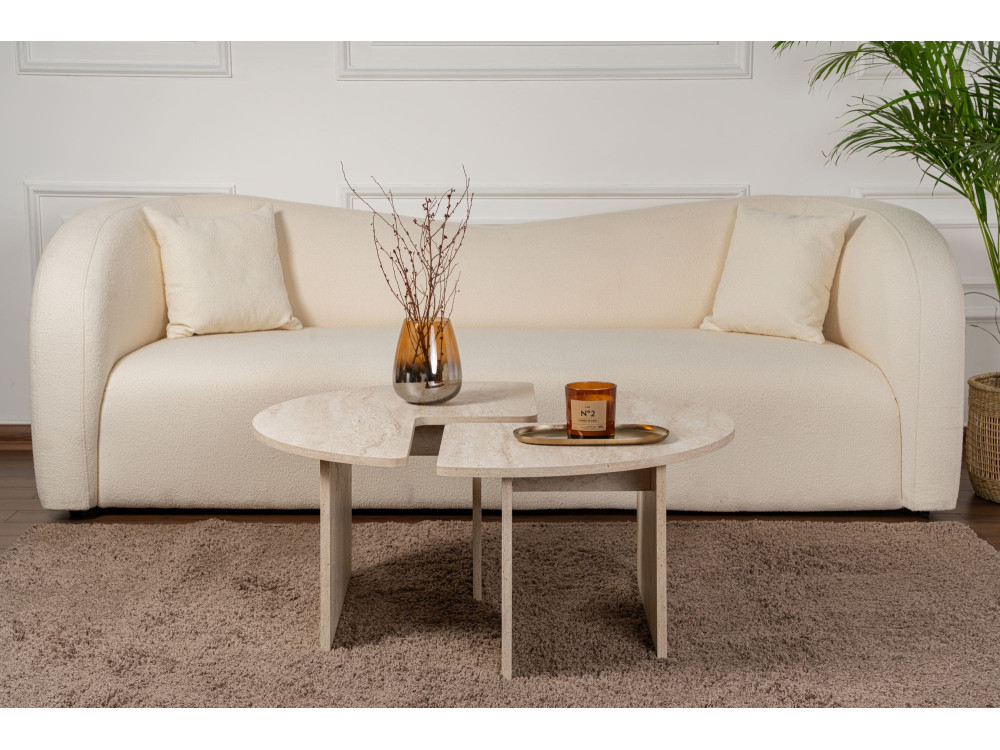 Mesa baja de madera "Moira" - 90 x 90 x 41 cm - Travertino