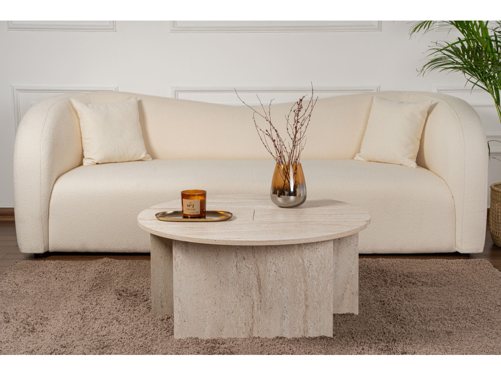 Mesa baja de madera "Moira" - 90 x 90 x 41 cm - Travertino