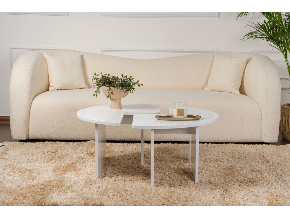 Mesa baja de madera "Moira" 90 x 90 x 41 cm - Blanco natural