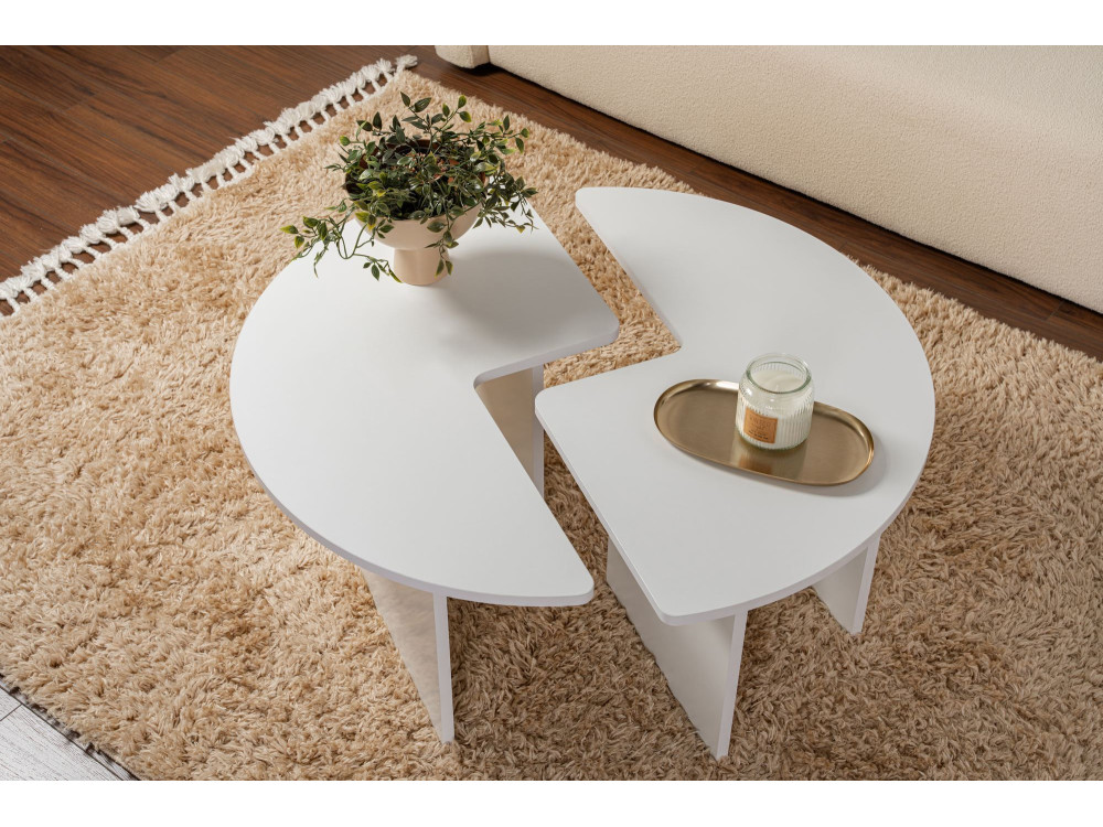Mesa baja de madera "Moira" 90 x 90 x 41 cm - Blanco natural