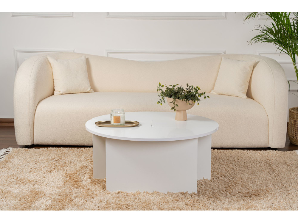 Mesa baja de madera "Moira" 90 x 90 x 41 cm - Blanco natural