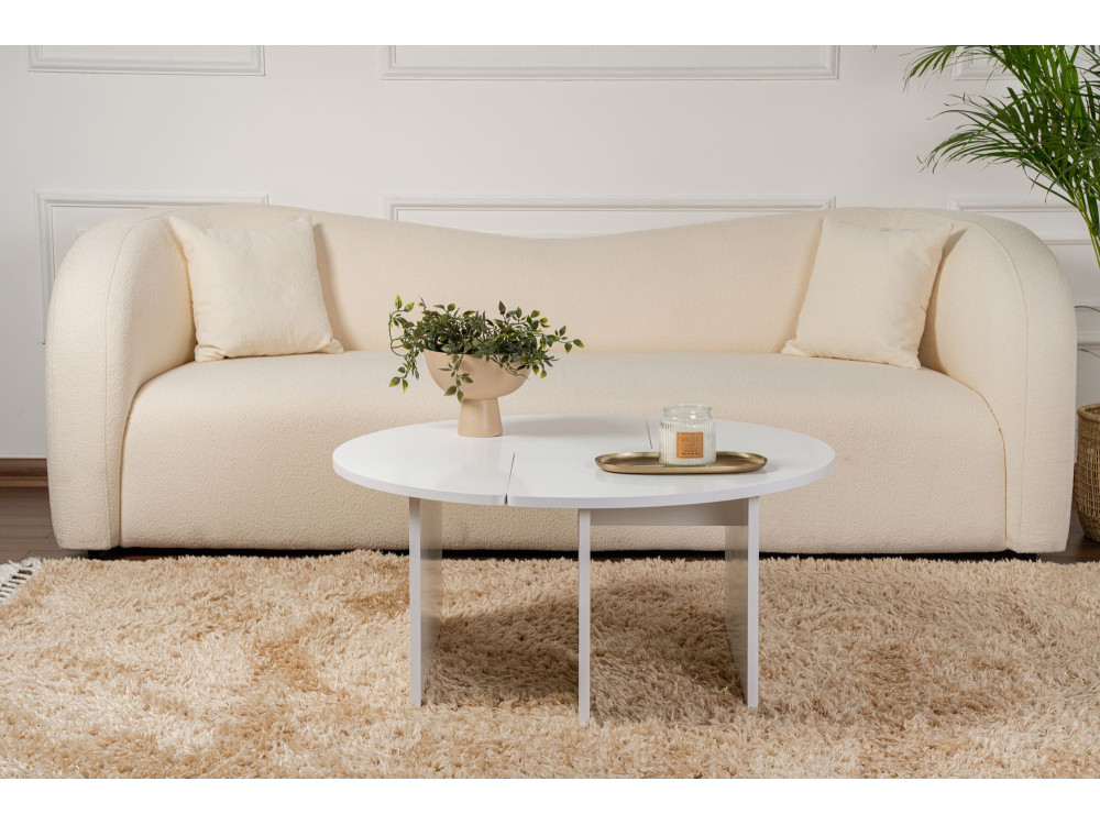 Mesa baja de madera "Moira" 90 x 90 x 41 cm - Blanco natural