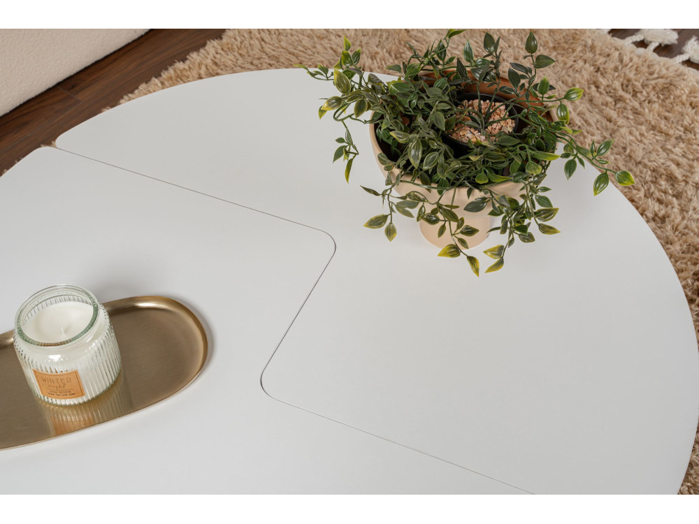 Mesa baja de madera "Moira" 90 x 90 x 41 cm - Blanco natural