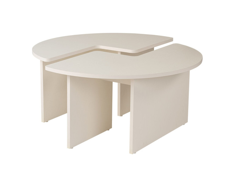 Mesa baja de madera "Moira" 90 x 90 x 41 cm - Madera blanca