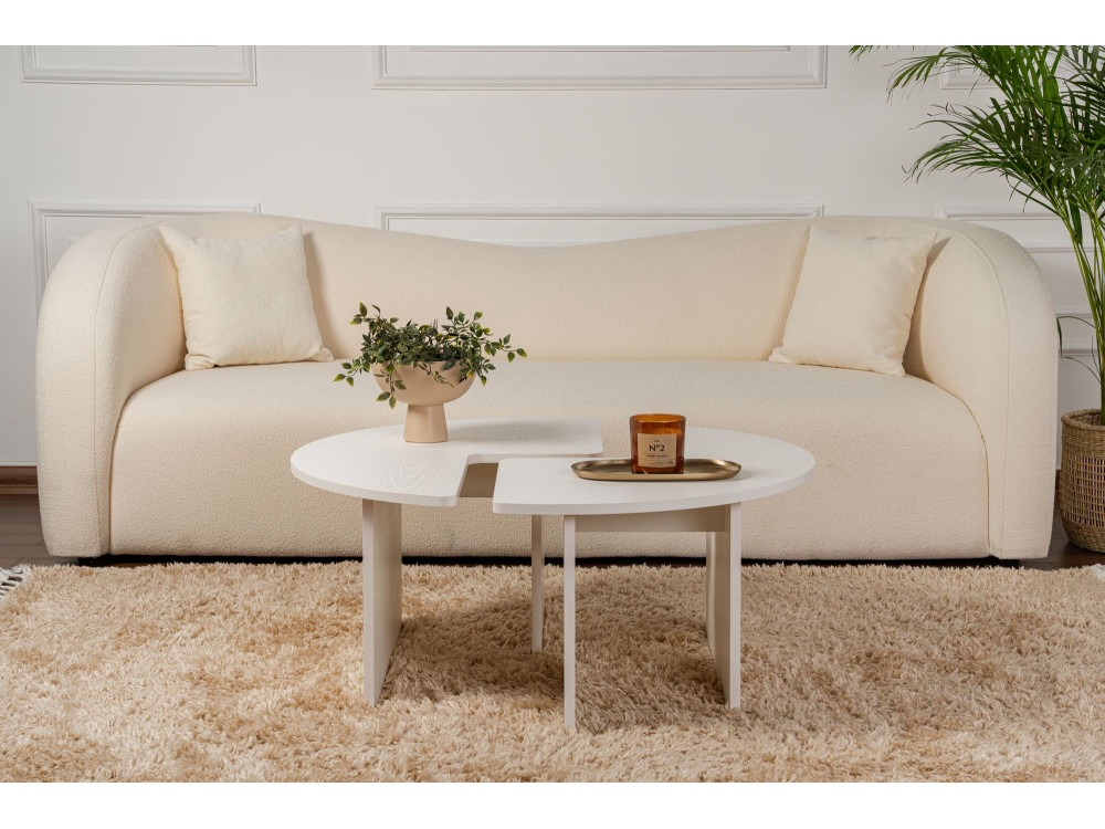 Mesa baja de madera "Moira" 90 x 90 x 41 cm - Madera blanca