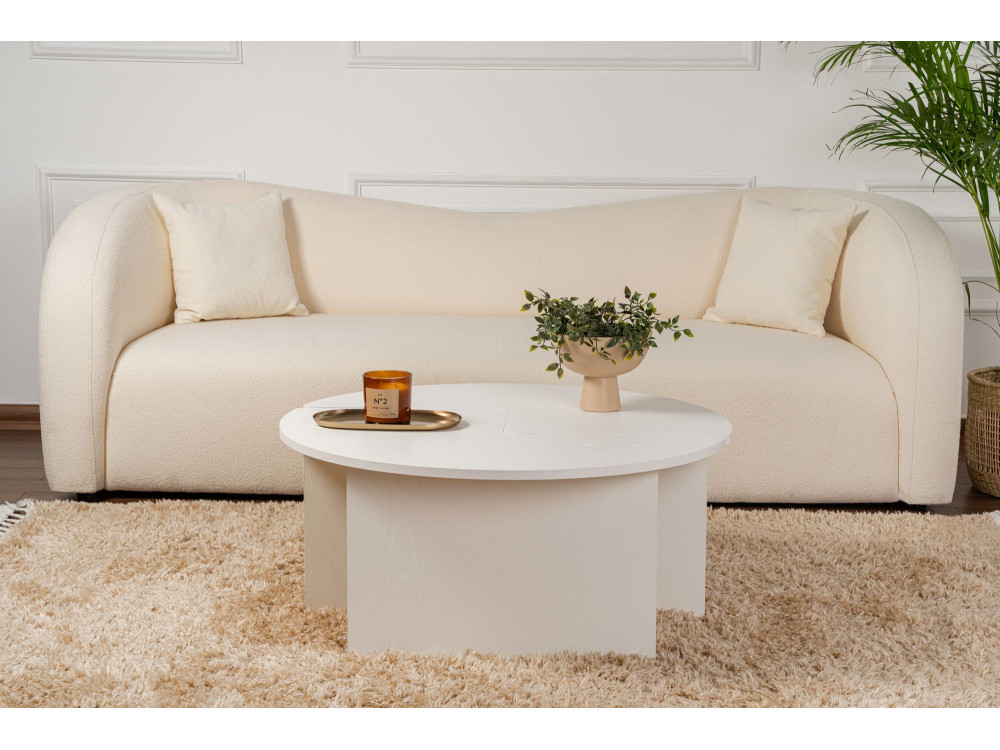 Mesa baja de madera "Moira" 90 x 90 x 41 cm - Madera blanca