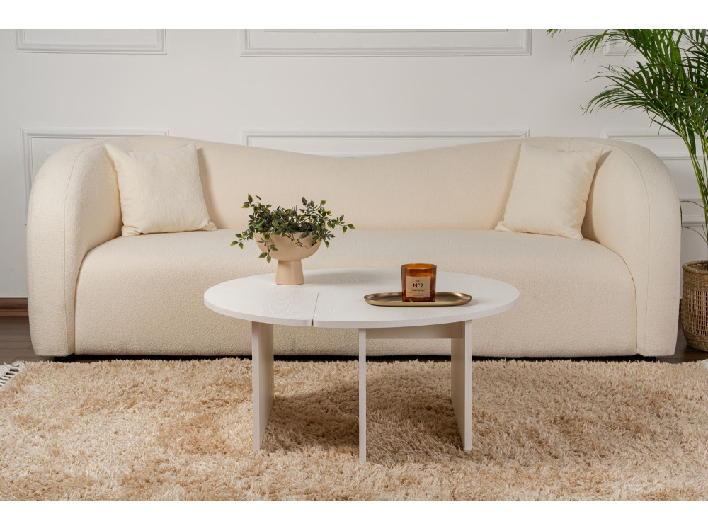 Mesa baja de madera "Moira" 90 x 90 x 41 cm - Madera blanca