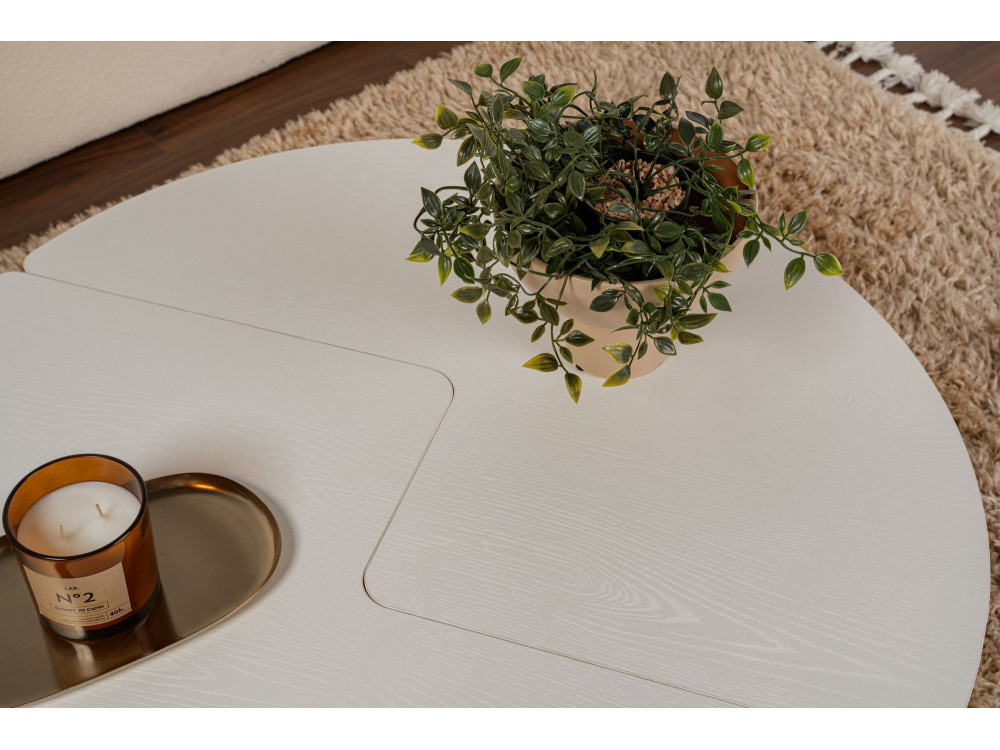 Mesa baja de madera "Moira" 90 x 90 x 41 cm - Madera blanca