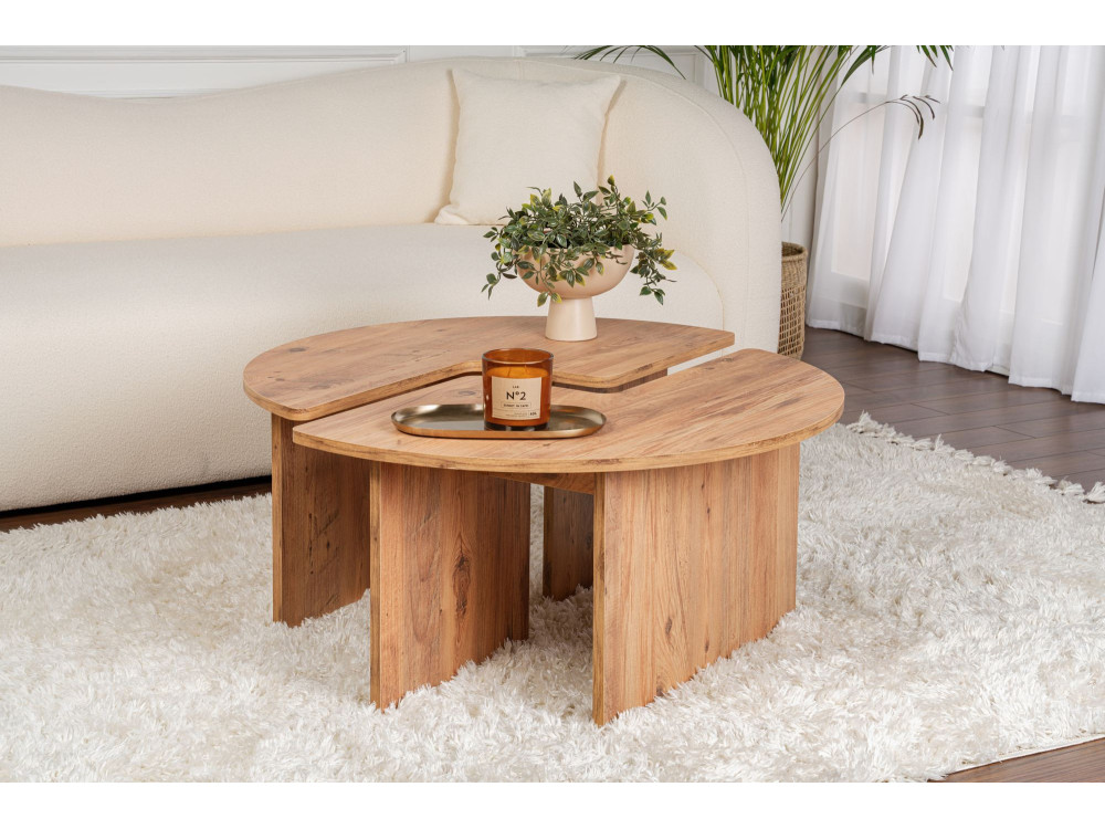 Mesa baja de madera "Moira" 90 x 90 x 41 cm - Pino Atlántico