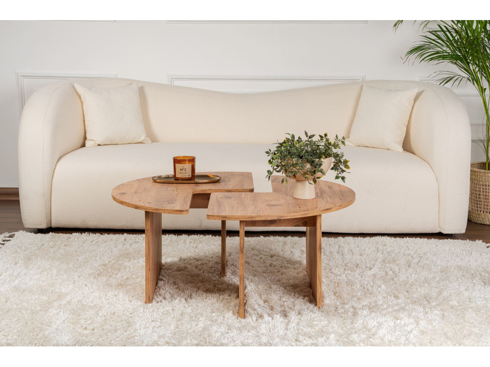 Mesa baja de madera "Moira" 90 x 90 x 41 cm - Pino Atlántico