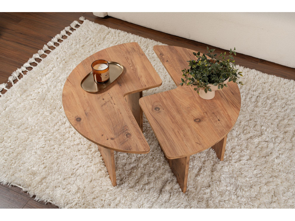 Mesa baja de madera "Moira" 90 x 90 x 41 cm - Pino Atlántico