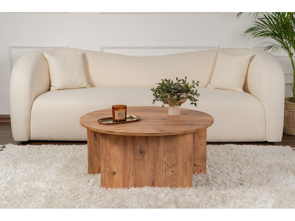 Mesa baja de madera "Moira" 90 x 90 x 41 cm - Pino Atlántico
