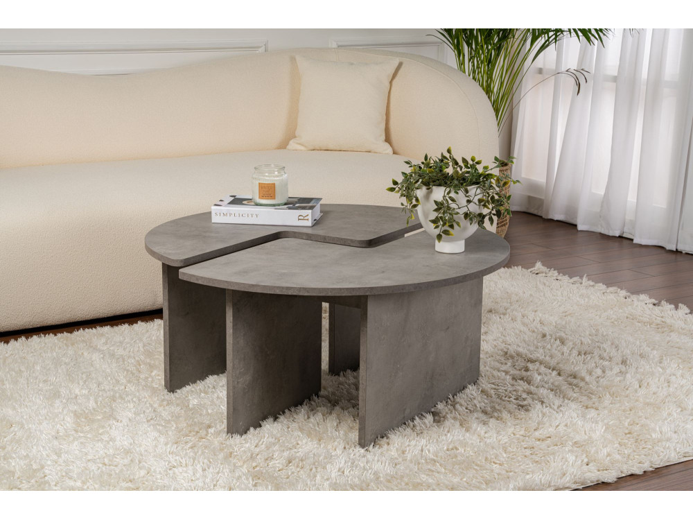 Mesa baja de madera "Moira" 90 x 90 x 41 cm - Gris hormigón