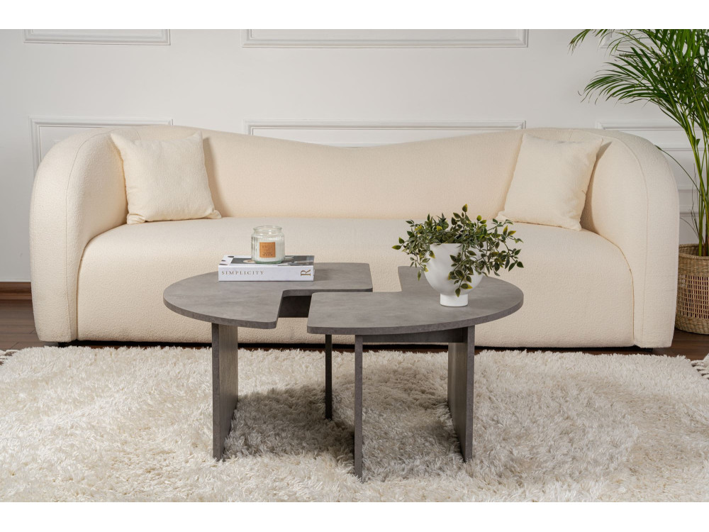 Mesa baja de madera "Moira" 90 x 90 x 41 cm - Gris hormigón