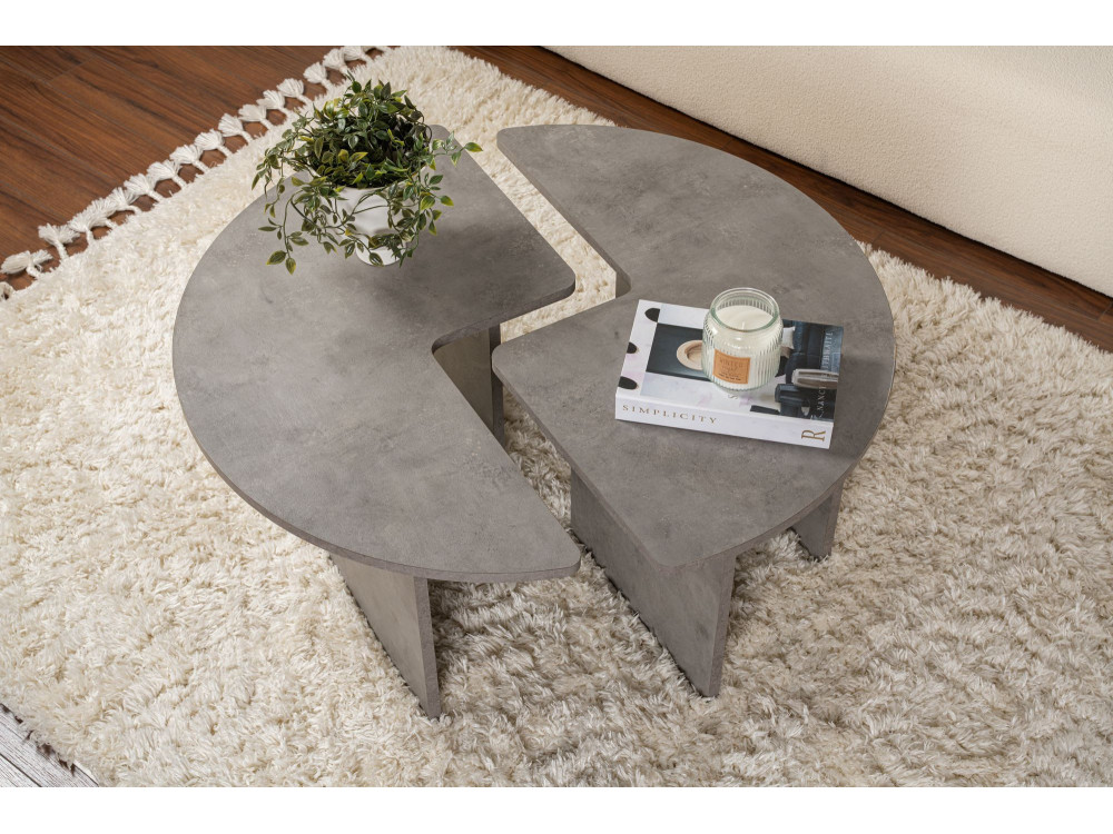 Mesa baja de madera "Moira" 90 x 90 x 41 cm - Gris hormigón