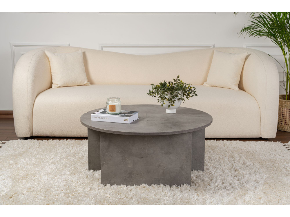 Mesa baja de madera "Moira" 90 x 90 x 41 cm - Gris hormigón