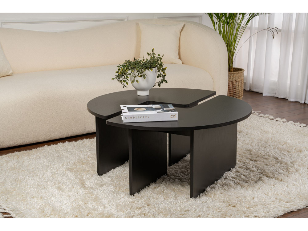 Mesa baja de madera "Moira" 90 x 90 x 41 cm - Madera negra