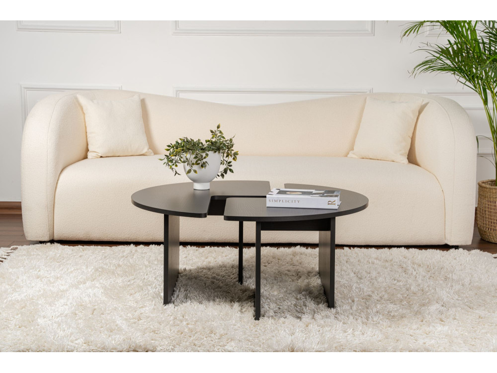 Mesa baja de madera "Moira" 90 x 90 x 41 cm - Madera negra