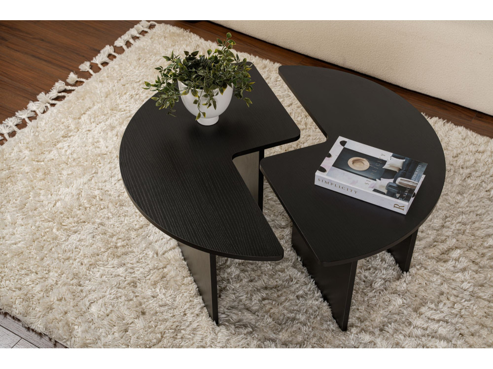Mesa baja de madera "Moira" 90 x 90 x 41 cm - Madera negra