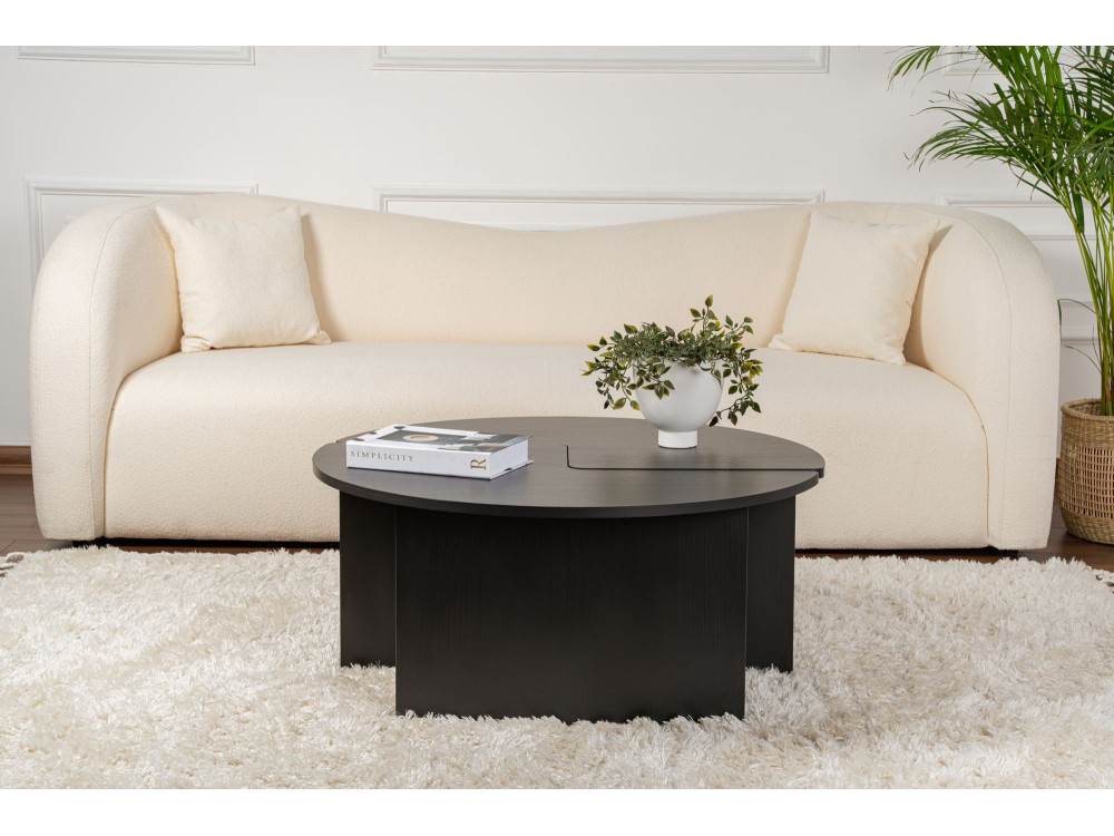 Mesa baja de madera "Moira" 90 x 90 x 41 cm - Madera negra