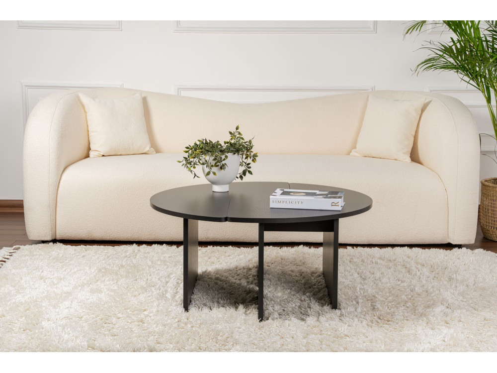 Mesa baja de madera "Moira" 90 x 90 x 41 cm - Madera negra