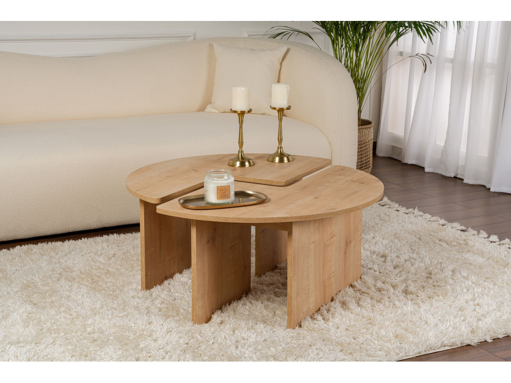 Mesa baja de madera "Moira" 90 x 90 x 41 cm - Roble