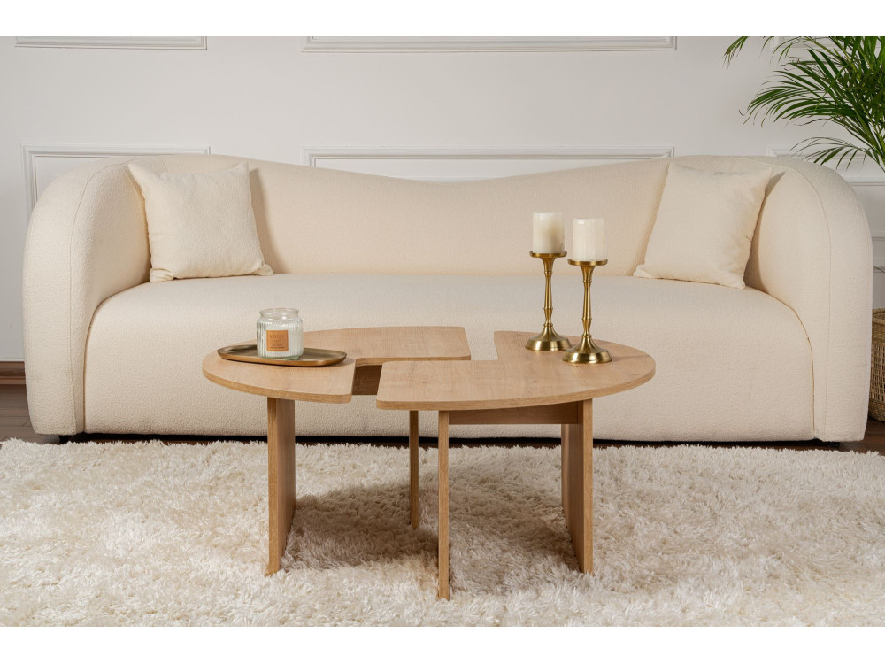 Mesa baja de madera "Moira" 90 x 90 x 41 cm - Roble