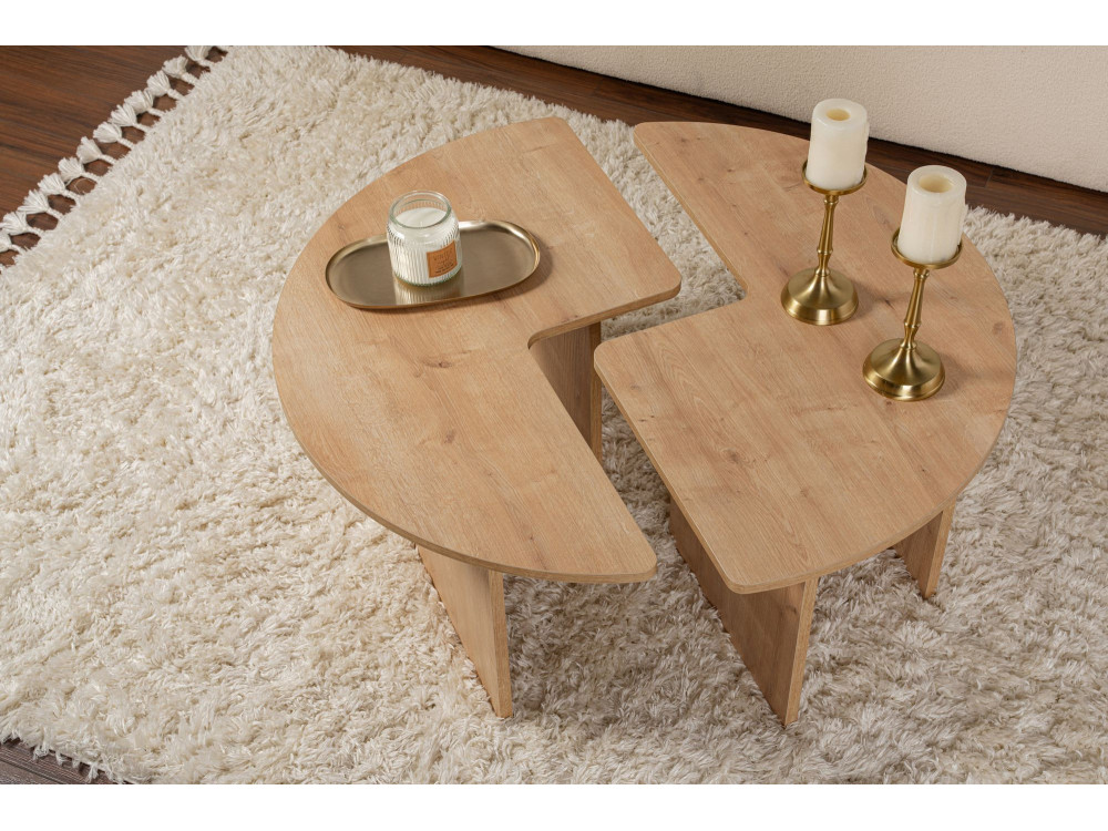 Mesa baja de madera "Moira" 90 x 90 x 41 cm - Roble