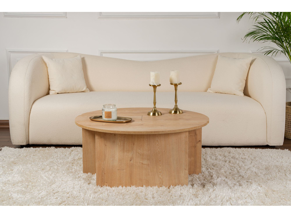 Mesa baja de madera "Moira" 90 x 90 x 41 cm - Roble