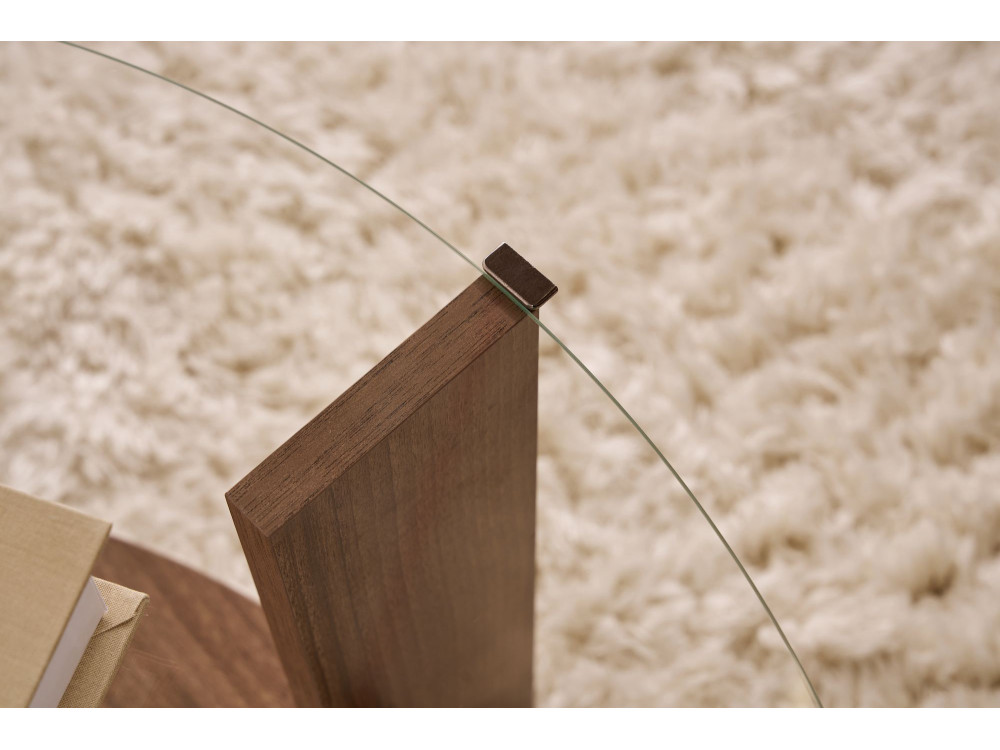 Mesa baja de madera "Clara" - 75 x 75 x 40 cm - NogalTransparente