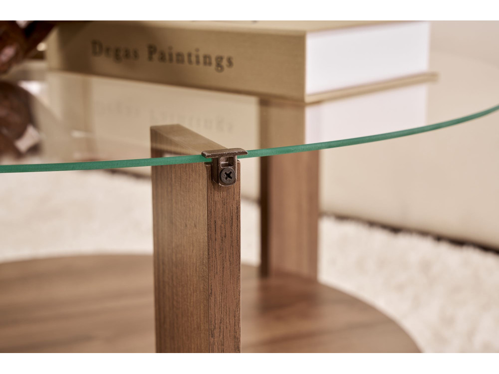 Mesa baja de madera "Clara" - 75 x 75 x 40 cm - NogalTransparente
