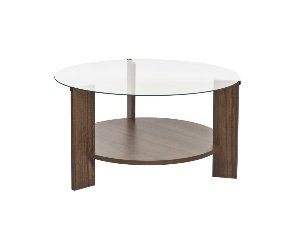Mesa baja de madera "Clara" - 75 x 75 x 40 cm - NogalTransparente