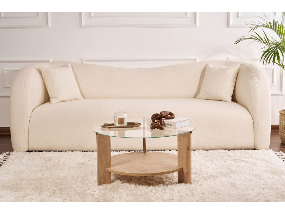 Mesa baja de madera "Clara" - 75 x 75 x 40 cm - SaphirRoble transparente