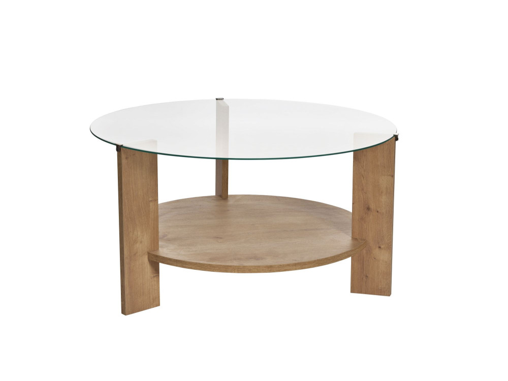 Mesa baja de madera "Clara" - 75 x 75 x 40 cm - SaphirRoble transparente