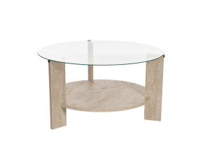 Mesa baja de madera "Clara" - 75 x 75 x 40 cm - TravertinoTransparente
