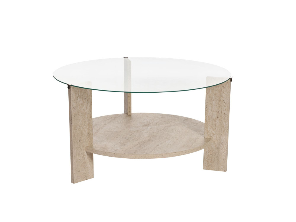 Mesa baja de madera "Clara" - 75 x 75 x 40 cm - TravertinoTransparente