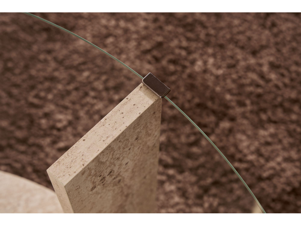 Mesa baja de madera "Clara" - 75 x 75 x 40 cm - TravertinoTransparente