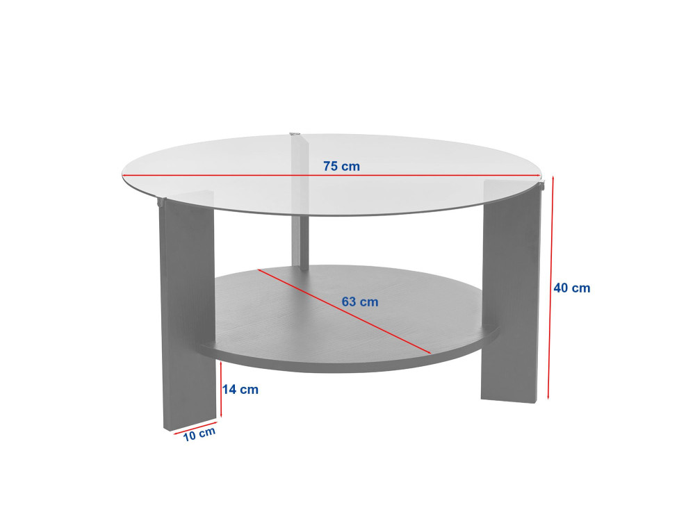 Mesa baja de madera "Clara" - 75 x 75 x 40 cm - TravertinoTransparente