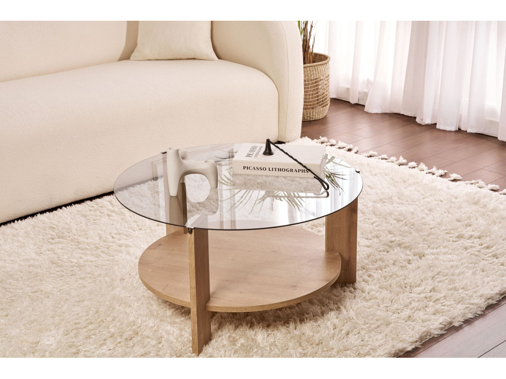 Mesa baja de madera "Clara" - 75 x 75 x 40 cm - Roble SaphirFumées