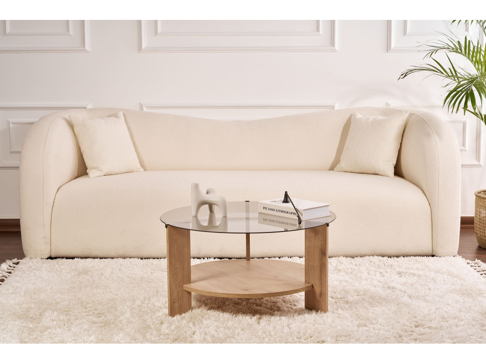 Mesa baja de madera "Clara" - 75 x 75 x 40 cm - Roble SaphirFumées