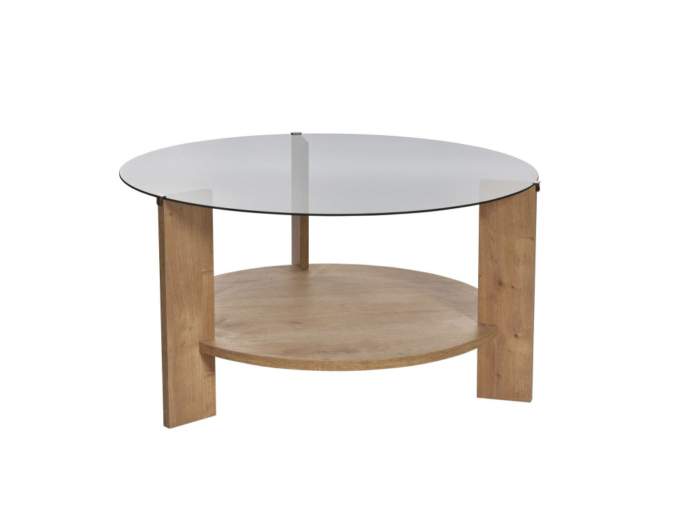 Mesa baja de madera "Clara" - 75 x 75 x 40 cm - Roble SaphirFumées