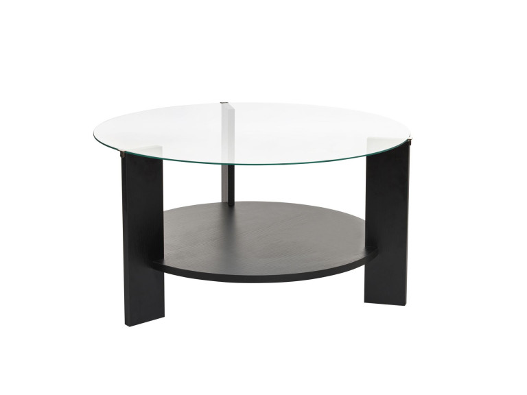 Mesa baja de madera "Clara" - 75 x 75 x 40 cm - Madera NegraTransparente