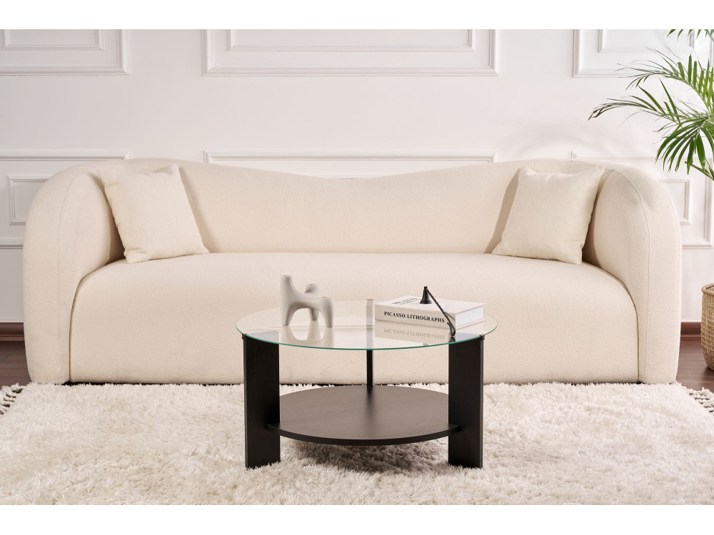 Mesa baja de madera "Clara" - 75 x 75 x 40 cm - Madera NegraTransparente