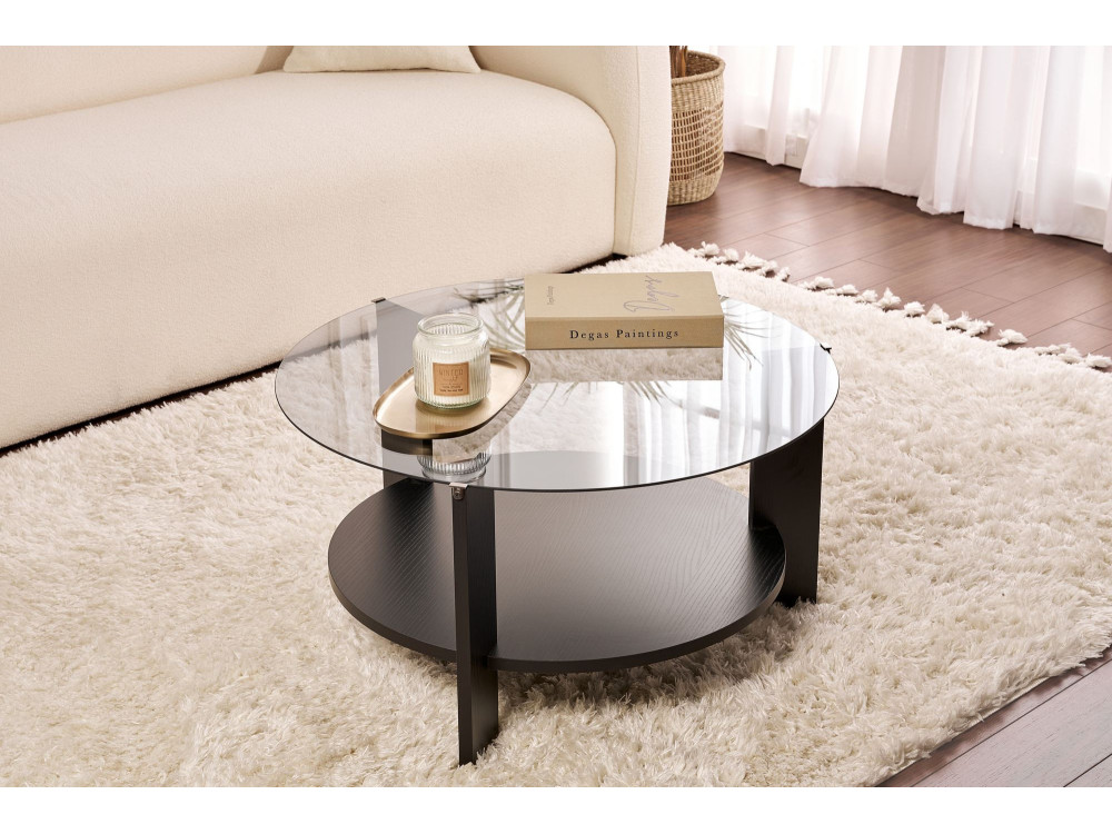Mesa baja de madera "Clara" - 75 x 75 x 40 cm - Madera NoirFumée