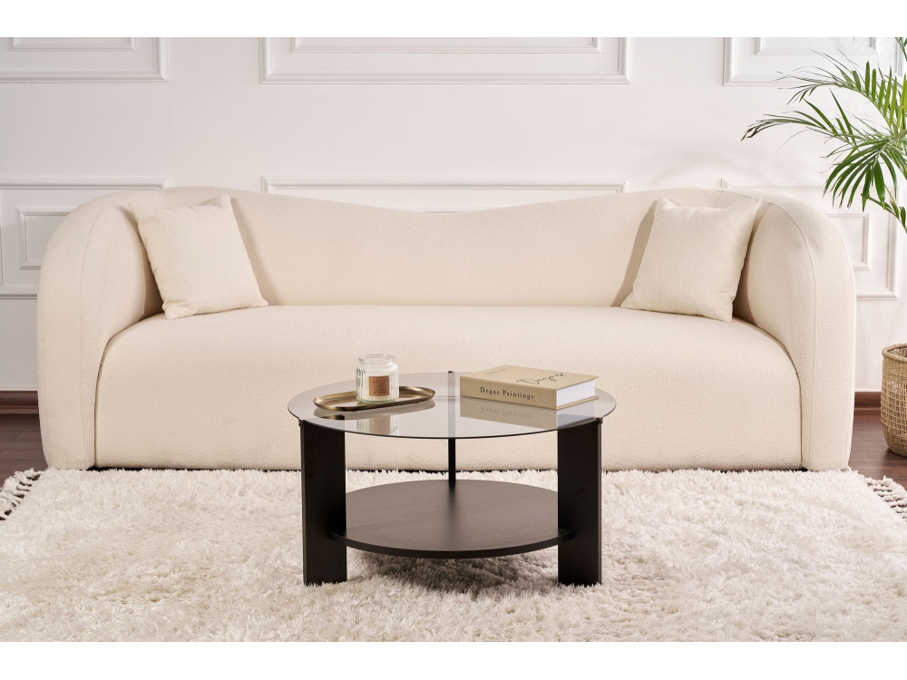 Mesa baja de madera "Clara" - 75 x 75 x 40 cm - Madera NoirFumée