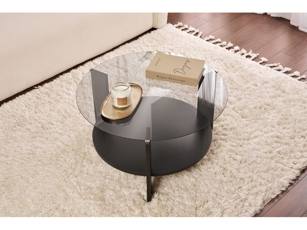 Mesa baja de madera "Clara" - 75 x 75 x 40 cm - Madera NoirFumée