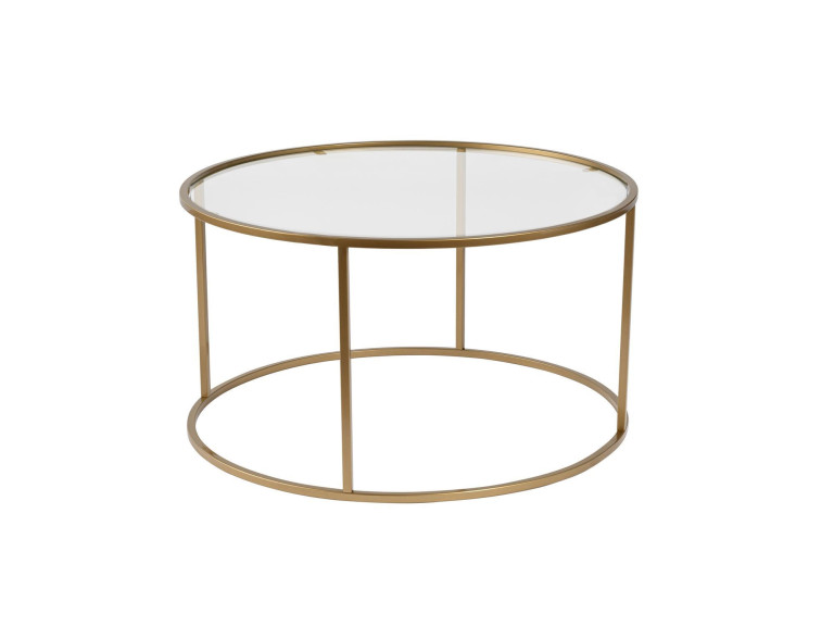 Mesa baja de metal "Aurum" - 80 x 80 x 43 cm - Oro transparente