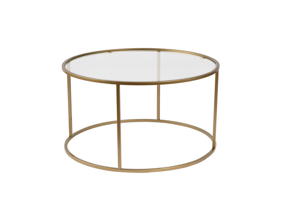 Mesa baja de metal "Aurum" - 80 x 80 x 43 cm - Oro transparente