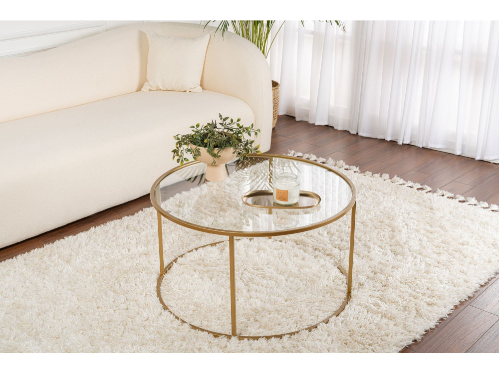 Mesa baja de metal "Aurum" - 80 x 80 x 43 cm - Oro transparente